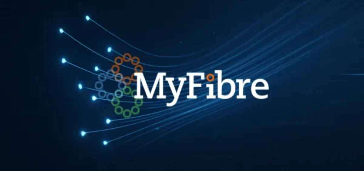 MyFibre branding over glowing fibre-optic strands