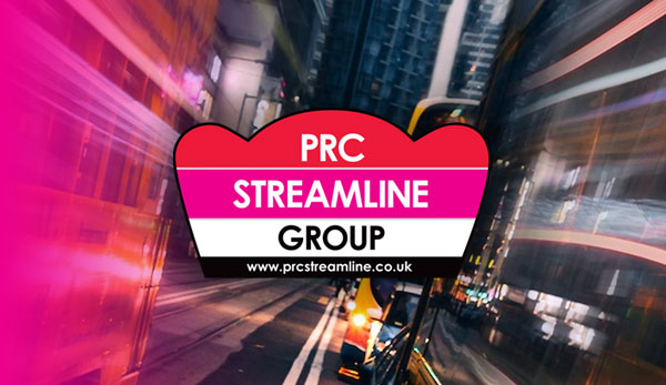 PRC Streamline Group logo over a motion-blurred city street